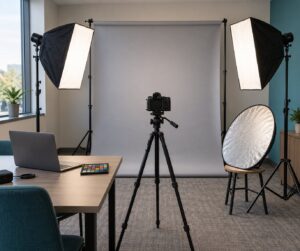 how to photograph a corporate headshot session