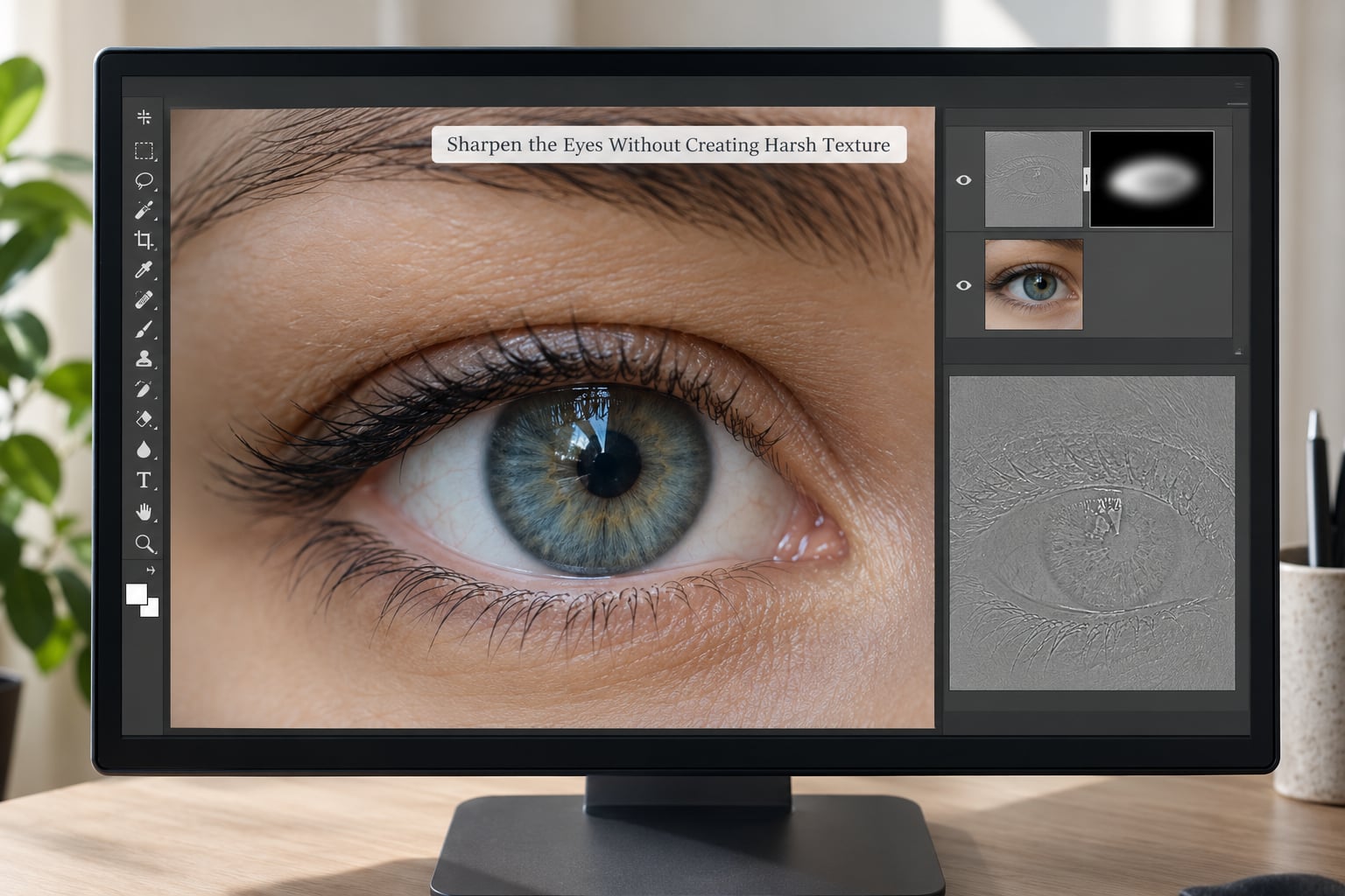 Sharpen the Eyes Without Creating Harsh Texture