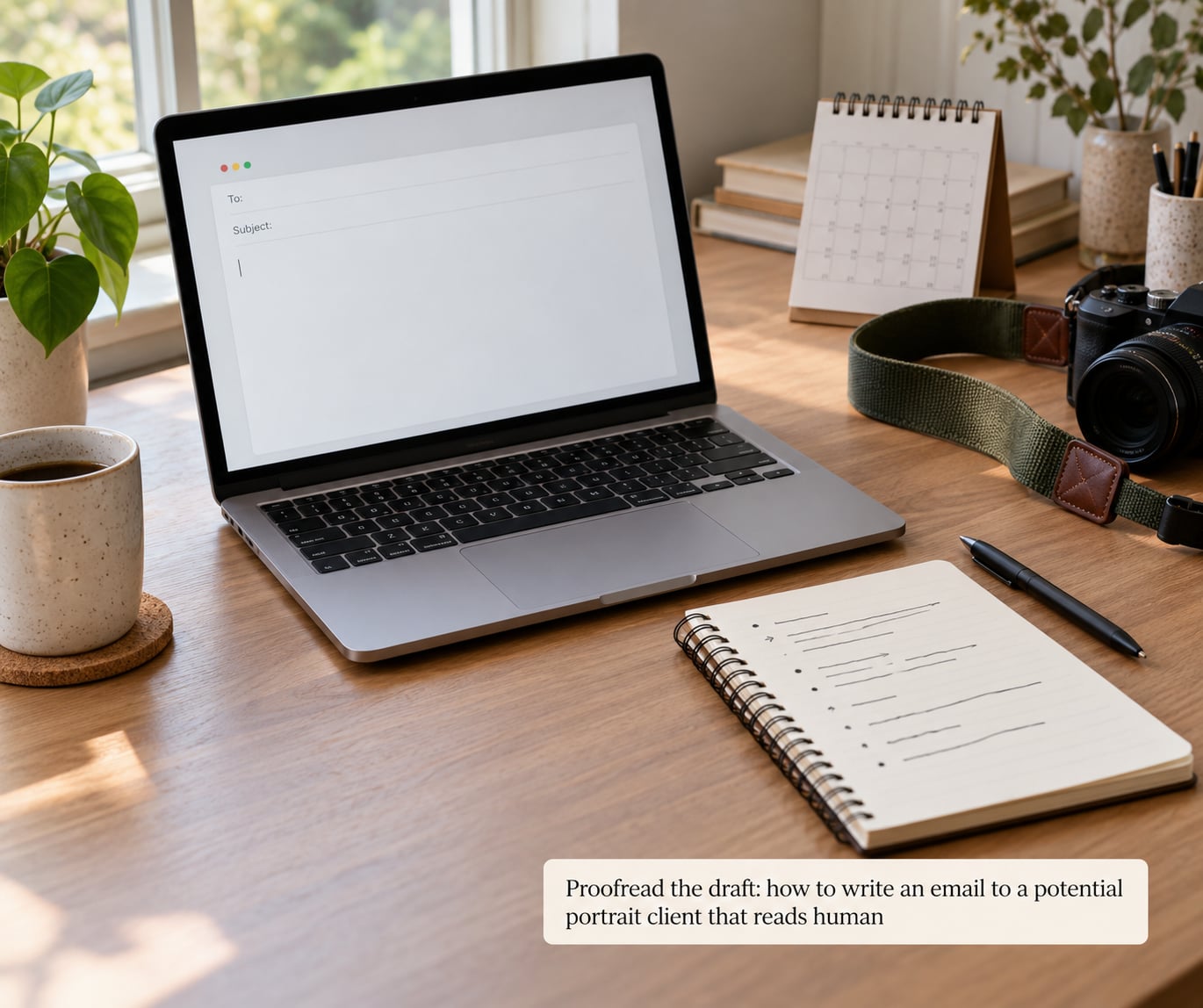 Proofread the draft: how to write an email to a potential portrait client that reads human